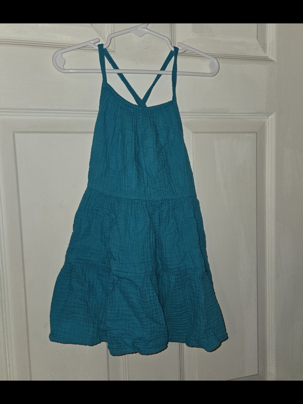 Cat & Jack Teal Tiered Dress with Crisscross Straps SZ 3T